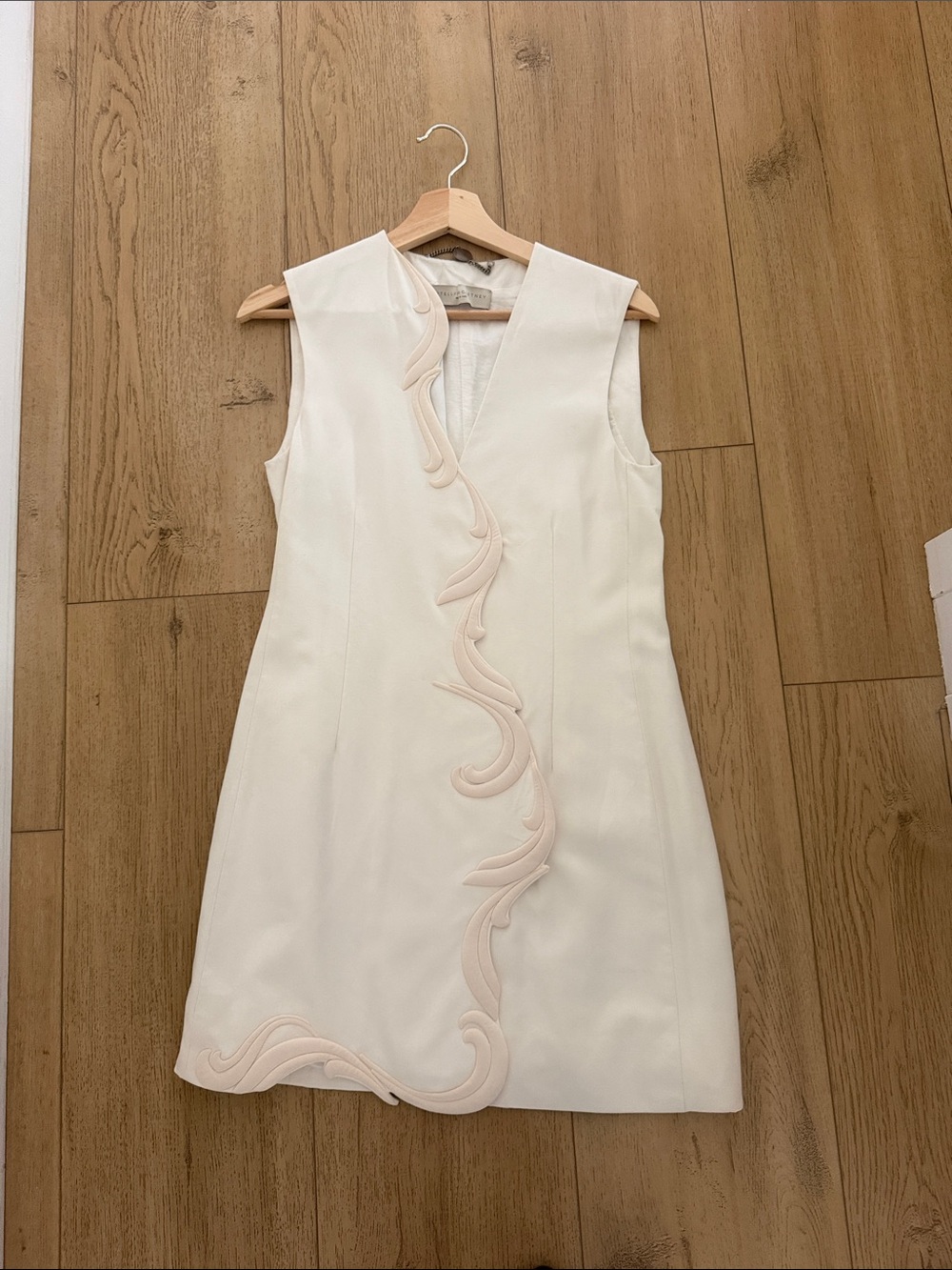 Stella McCartney Cream Mini Dress with Sculpted Trim